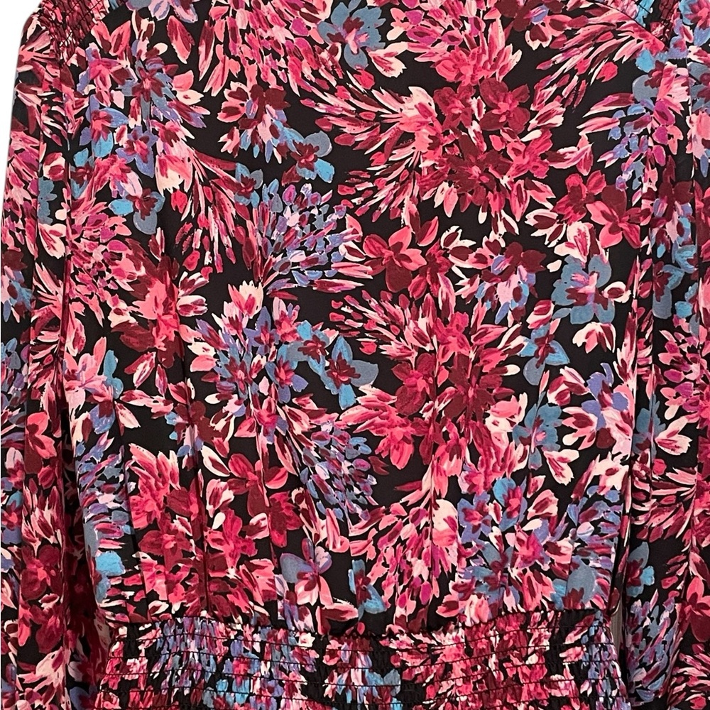 NANETTE LEPORE FLORAL HIGH-LOW LONG SLEEVE DRESS FLORAL MULTICOLOR SIZE 8 - Picture 14 of 16